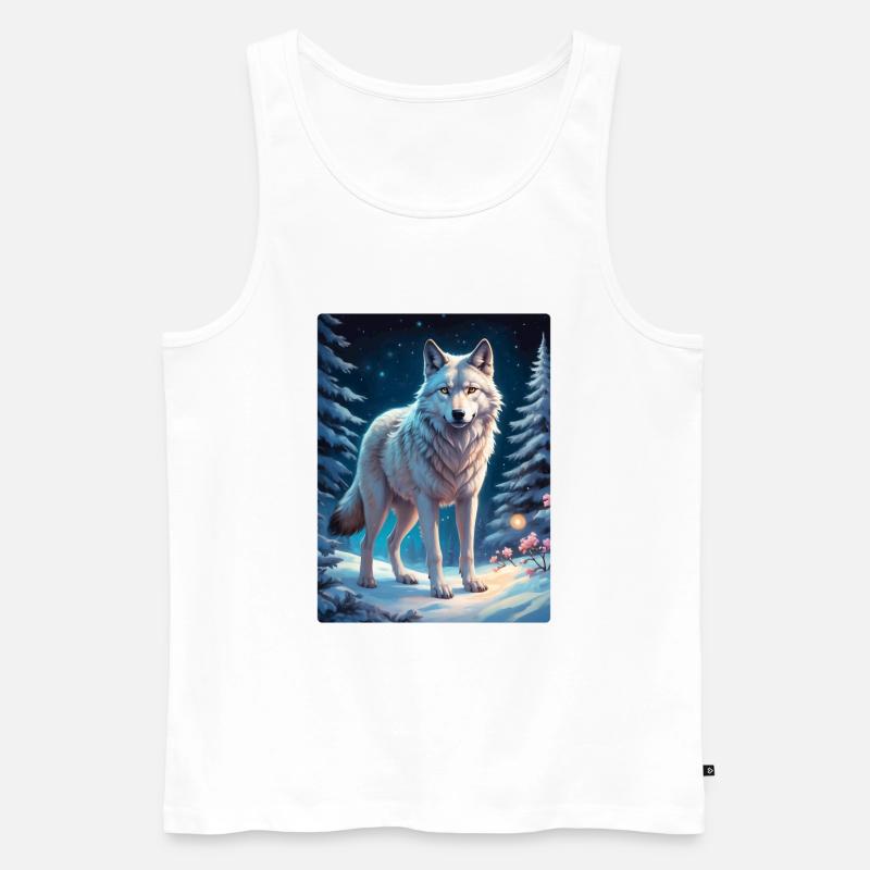 Winterlandschaft Wolf 1.1 - Männer Premium Bio Tank Top - Weiß