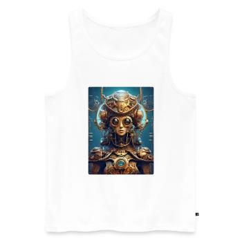 Steampunk Alien 1.15 - Männer Premium Bio Tank Top - Weiß - Vorne - AI Model Male 178 light (178cm)