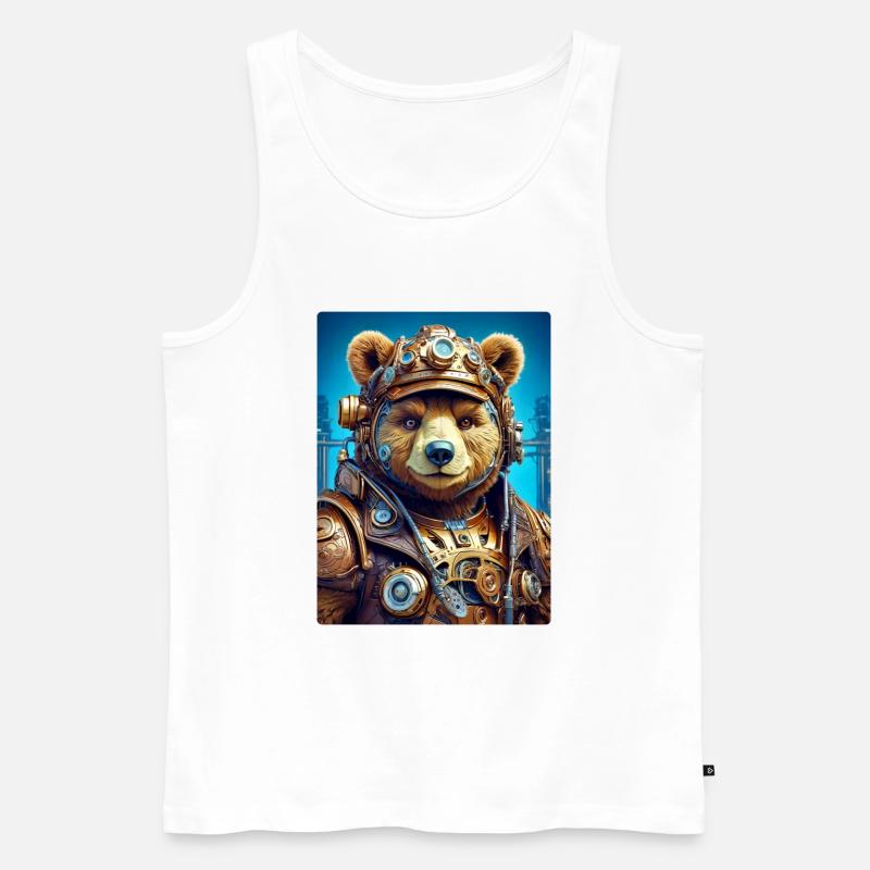 Steampunk Bär 1.1 - Männer Premium Bio Tank Top - Weiß