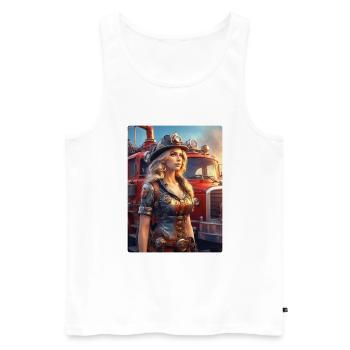Steampunk Firefighter Woman 1.2 - Men's Premium Organic Tank Top - white - Front - AI Model Male 178 light (178cm)