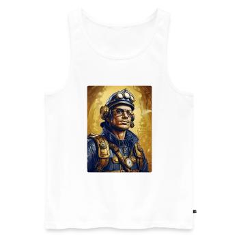 Steampunk Firefighter Man 1.14 - Men's Premium Organic Tank Top - white - Front - AI Model Male 178 light (178cm)
