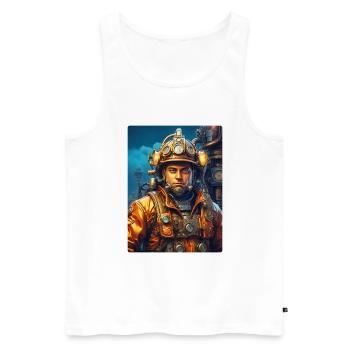 Homme pompier steampunk 1.28 - Débardeur bio Premium Homme - blanc - Devant - Michal (187cm)