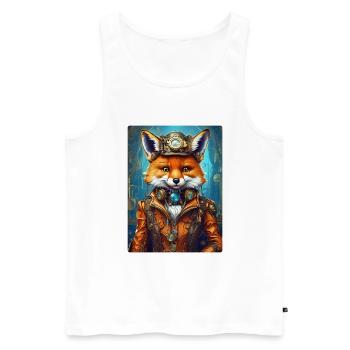 Steampunk Firefighter Fox 1.13 - Men's Premium Organic Tank Top - white - Front - AI Model Male 178 light (178cm)