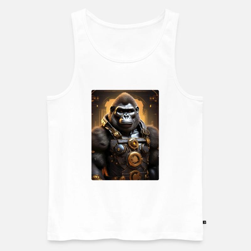 Steampunk Gorilla 1.10 - Männer Premium Bio Tank Top - Weiß