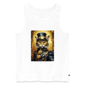 Steampunk Katze 1.2 - Männer Premium Bio Tank Top - Weiß - Vorne - Michal (187cm)