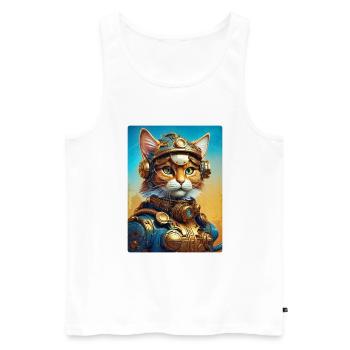 Steampunk Katze 1.18 - Männer Premium Bio Tank Top - Weiß - Vorne - Michal (187cm)
