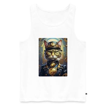 Steampunk Katze 1.8 - Männer Premium Bio Tank Top - Weiß - Vorne - Michal (187cm)