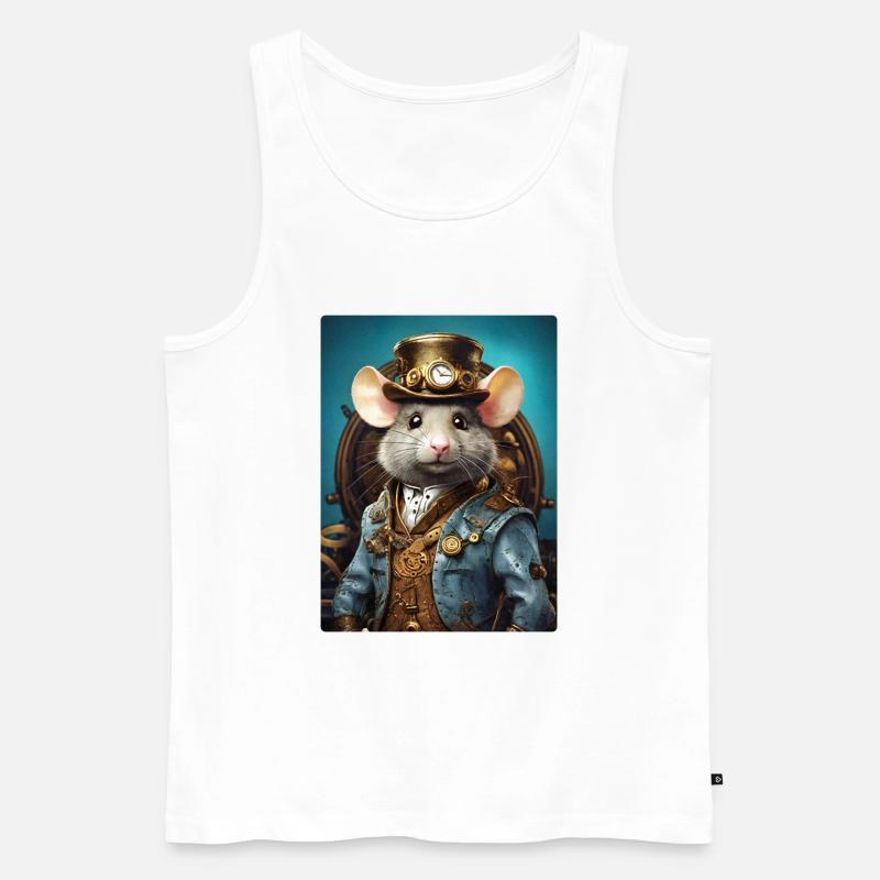 Steampunk Ratte 1.4 - Männer Premium Bio Tank Top - Weiß