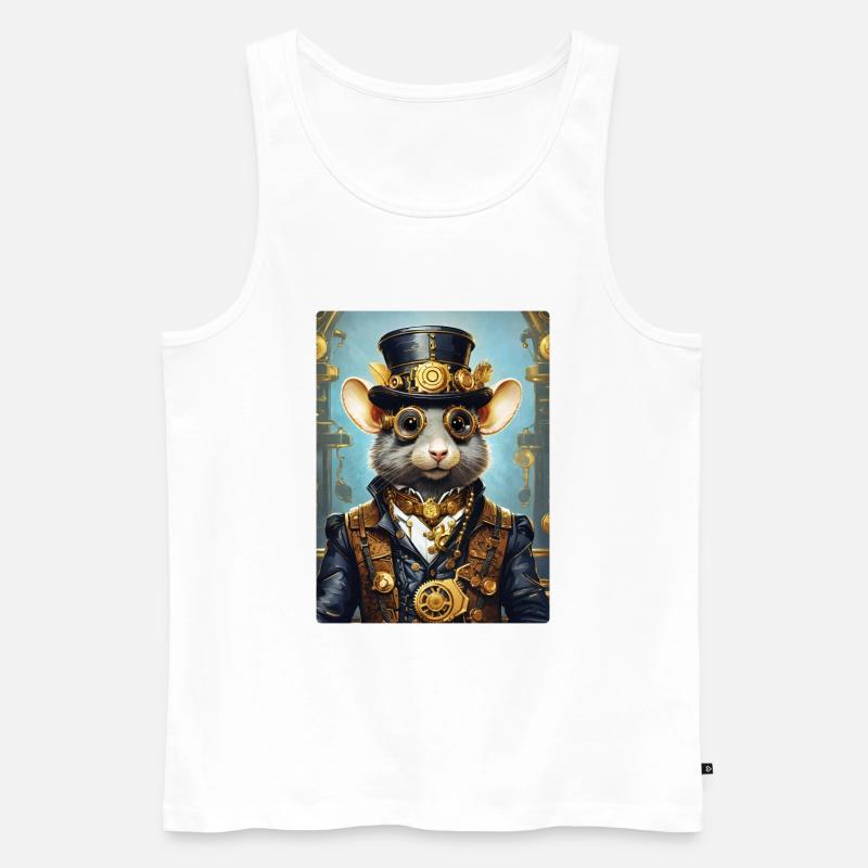 Steampunk Ratte 1.6 - Männer Premium Bio Tank Top - Weiß