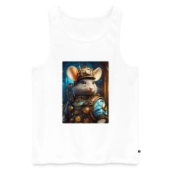 Steampunk Ratte 1.8 - Männer Premium Bio Tank Top - Weiß - Vorne - Michal (187cm)
