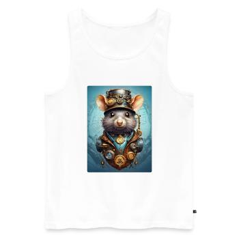 Steampunk Ratte 1.17 - Männer Premium Bio Tank Top - Weiß - Vorne - Michal (187cm)