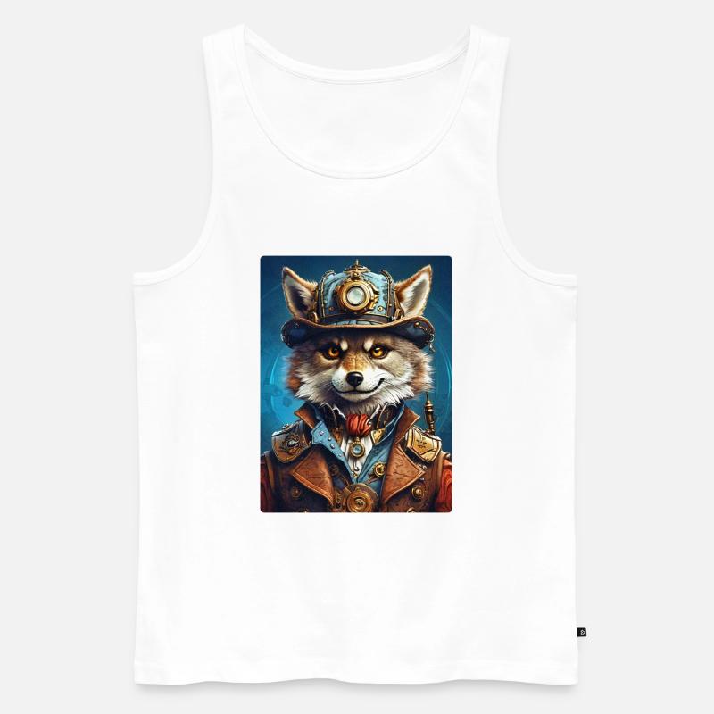 Steampunk Wolf 1.15 - Männer Premium Bio Tank Top - Weiß