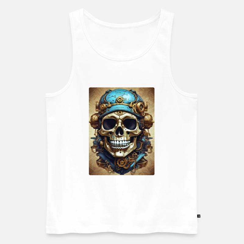 Steampunk Skull 1.7 - Männer Premium Bio Tank Top - Weiß