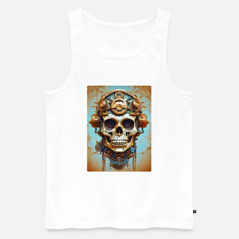 Steampunk Skull 1.6 - Männer Premium Bio Tank Top - Weiß