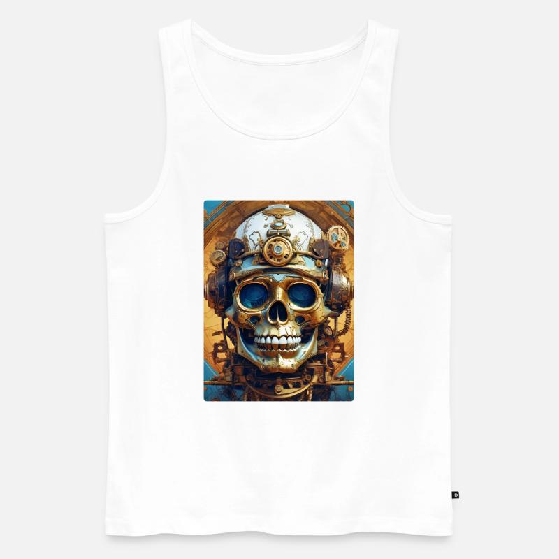 Steampunk Skull 1.1 - Männer Premium Bio Tank Top - Weiß