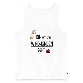 Die mit den Windhunden geht - Männer Premium Bio Tank Top - Weiß - Vorne - AI Model Male 178 light (178cm)