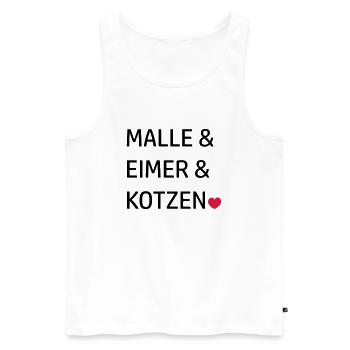 Mallorca Gruppen Sprüche Malle & Eimer & kotzen - Männer Premium Bio Tank Top - Weiß - Vorne - Michal (187cm)
