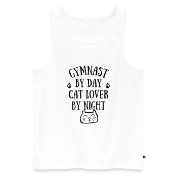Gymnaste de jour. Amoureux des chats la nuit - Débardeur bio Premium Homme - blanc - Devant - Michal (187cm)