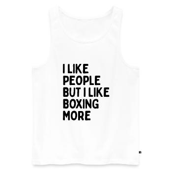 Ich mag Leute, ABER ich mag Boxen mehr - Männer Premium Bio Tank Top - Weiß - Vorne - Michal (187cm)