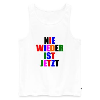 Nie wieder ist jetzt - Männer Premium Bio Tank Top - Weiß - Vorne - Michal (187cm)