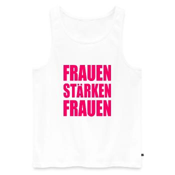 Frauen stärken frauen - Männer Premium Bio Tank Top - Weiß - Vorne - Michal (187cm)