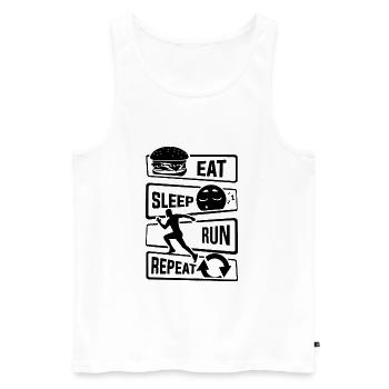 Eat Sleep Run Repeat - Laufen Läufer Fitness Sport - Männer Premium Bio Tank Top - Weiß - Vorne - Michal (187cm)