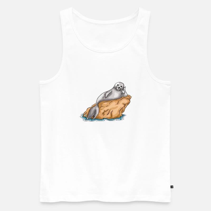 Meerverliebte Robbe | Yolo-Artwork - Männer Premium Bio Tank Top - Weiß