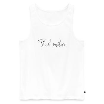 think positive - Men's Premium Organic Tank Top - white - Front - AI Model Male 178 light (178cm)