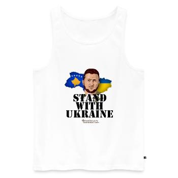 Ukraine Kosovo T-Shirt - Männer Premium Bio Tank Top - Weiß - Vorne - Michal (187cm)
