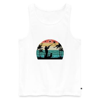 Retro Sonnenuntergang Jagd Lustige Jagd Humor - Männer Premium Bio Tank Top - Weiß - Vorne - Michal (187cm)
