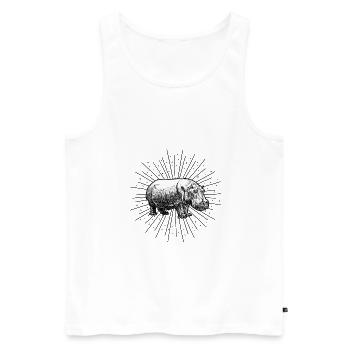 Nilpferd - Männer Premium Bio Tank Top - Weiß - Vorne - Michal (187cm)