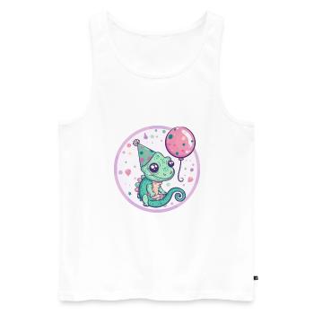 Caméléon Anniversaire Bébé - Débardeur bio Premium Homme - blanc - Devant - Michal (187cm)