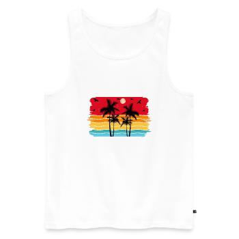Sunset beach summer gift beach retro - Men's Premium Organic Tank Top - white - Front - AI Model Male 178 light (178cm)
