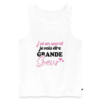 J'ai un secret je vais être grande sœur - Débardeur bio Premium Homme - blanc - Devant - Michal (187cm)