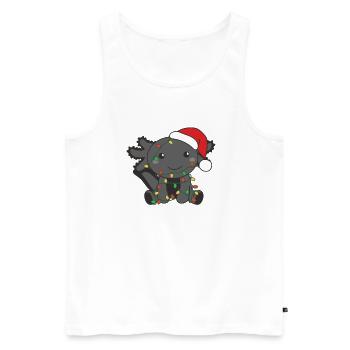 Axolotl Noël Animaux d’hiver Axolotls - Débardeur bio Premium Homme - blanc - Devant - Michal (187cm)
