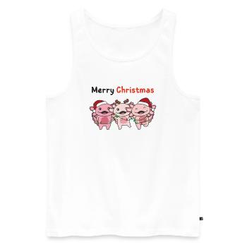Axolotl Noël Sweet Axolotls Joyeux Noël - Débardeur bio Premium Homme - blanc - Devant - Michal (187cm)