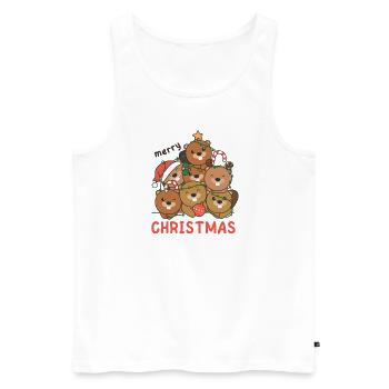 Castor Arbre de Noël Joyeux Noël - Débardeur bio Premium Homme - blanc - Devant - Michal (187cm)