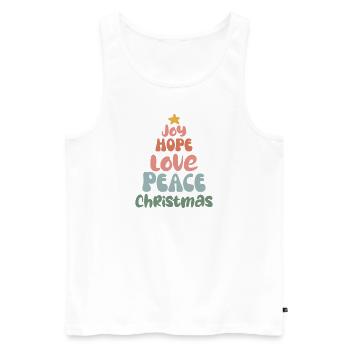 Joyeux Noël groovy rétro Love Peace Christmas - Débardeur bio Premium Homme - blanc - Devant - Michal (187cm)