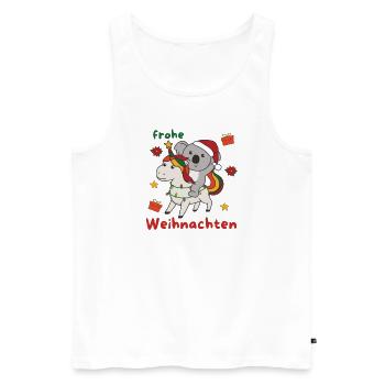Weihnachts Einhorn Koala frohe Weihnachten Einhorn - Männer Premium Bio Tank Top - Weiß - Vorne - Michal (187cm)