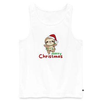 Faultier fröhliche Weihnachten Winter Faultiere - Männer Premium Bio Tank Top - Weiß - Vorne - Michal (187cm)