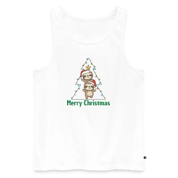 Paresseux Arbre de Noël Animaux de Noël Paresseux - Débardeur bio Premium Homme - blanc - Devant - Michal (187cm)