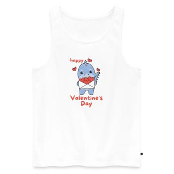Dino zum Valentinstag süße Tiere mit Herzen - Männer Premium Bio Tank Top - Weiß - Vorne - Michal (187cm)