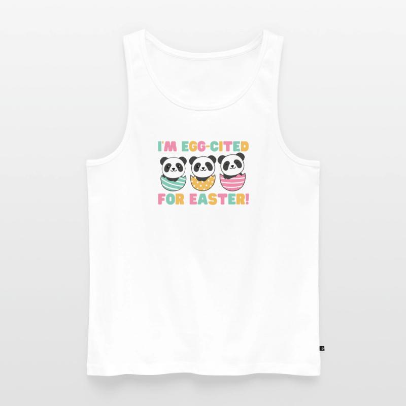 cute pandas for Easter with Easter eggs panda Men's Premium Organic Tank Top