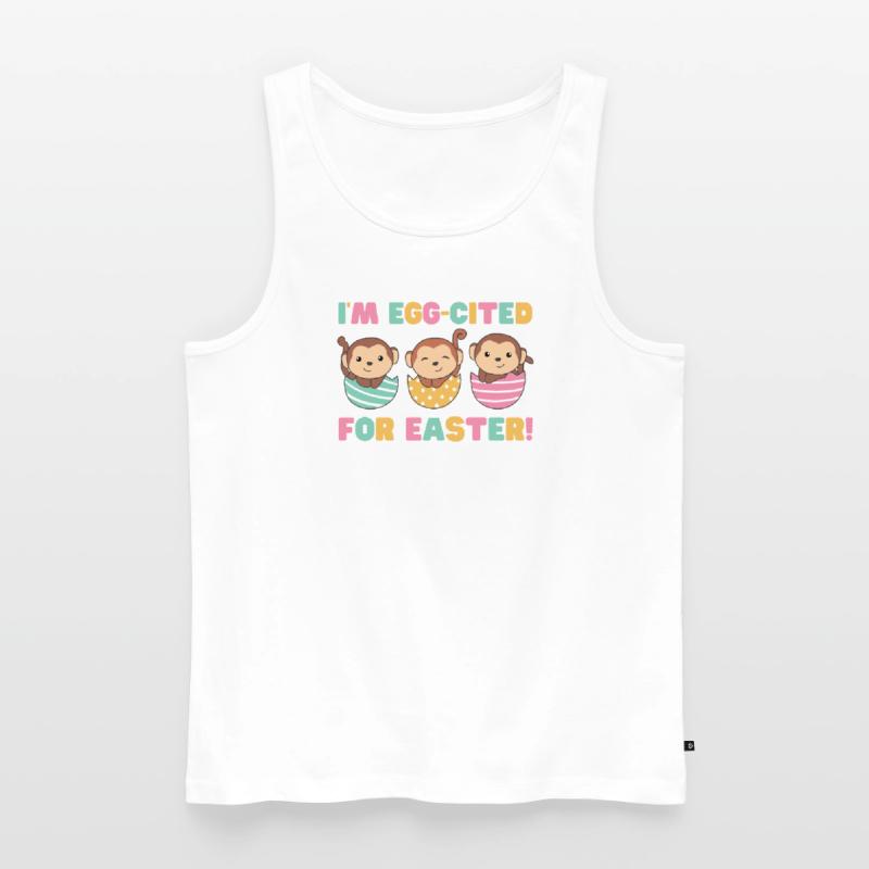 cute monkeys at Easter with Easter eggs monkey Men's Premium Organic Tank Top