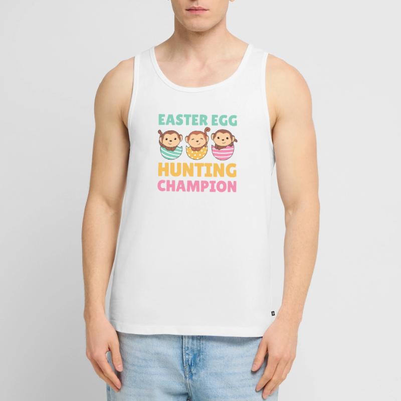cute monkeys at Easter with Easter eggs monkey Men's Premium Organic Tank Top