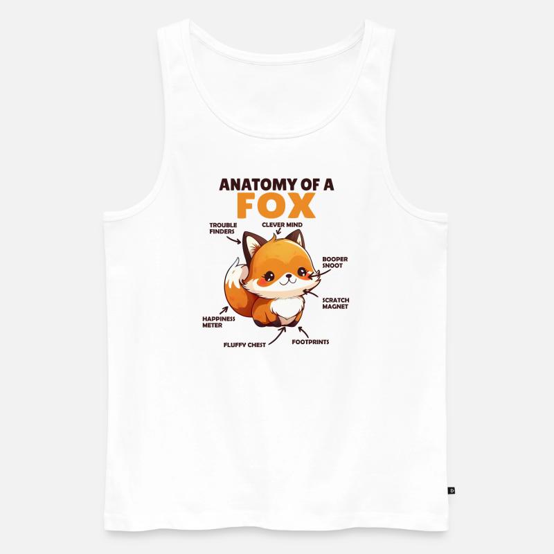 Explication du renard mignon Anatomie d’un renard - Débardeur bio Premium Homme - blanc