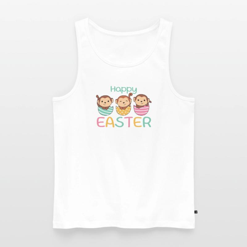 cute monkeys at Easter with Easter eggs monkey Men's Premium Organic Tank Top