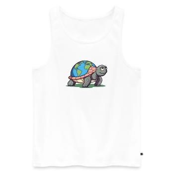 Schildkröte mit Erde Umweltschutz Welt Erde Tag - Männer Premium Bio Tank Top - Weiß - Vorne - Michal (187cm)