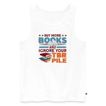 Book lover design with books for literature - Men's Premium Organic Tank Top - white - Front - Michal (187cm)