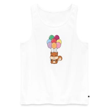 Eichhörnchen fliegt mit bunten Luftballons nach - Männer Premium Bio Tank Top - Weiß - Vorne - Michal (187cm)